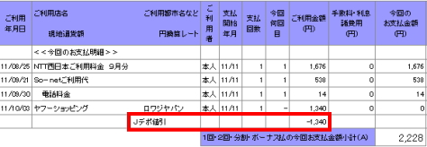 漢方スタイルクラブカードのJデポで「値引き:-1,340円」
